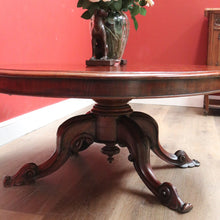 Load image into Gallery viewer, x SOLD Antique English Coffee Table, Victorian Single Pedestal Four Leg Coffee Table B11056
