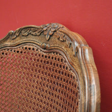 Load image into Gallery viewer, x SOLD Pair of Vintage French Oak and Cane Hall Chairs or Bedroom Chairs. Linen Fabric. B11267