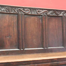 Load image into Gallery viewer, x SOLD Antique Norwegian Country Farmhouse Oak Hall Settle, Bench Chair, Hall Seat B10911