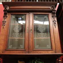 Load image into Gallery viewer, x SOLD Pair of Antique French Oak 2 Height Cabinets, Bookcases, Sideboards Etched Glass B10508