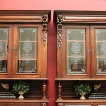 Load image into Gallery viewer, x SOLD Pair of Antique French Oak 2 Height Cabinets, Bookcases, Sideboards Etched Glass B10508