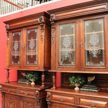 Load image into Gallery viewer, x SOLD Pair of Antique French Oak 2 Height Cabinets, Bookcases, Sideboards Etched Glass B10508