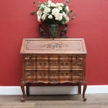 Load image into Gallery viewer, Antique French Oak Desk, French Oak Two Drawer Drop Front Writing Bureau Desk B11045