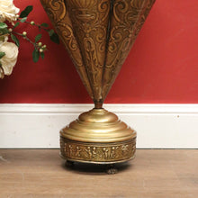 Load image into Gallery viewer, x SOLD Antique French Pressed Brass Umbrella-Shaped Umbrella Holder, Dog Head Handle. B11274