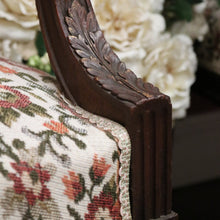 Load image into Gallery viewer, x SOLD Pair of Antique French Chairs, Armchairs, Walnut Gilt Frame Rust Amber Flowers B11187