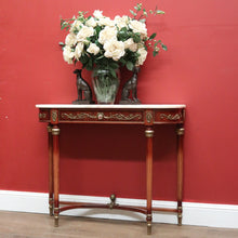 Load image into Gallery viewer, x SOLD Vintage Italian Walnut, Marble and Gilt Brass Hall Table, Lamp or Side Table B11252