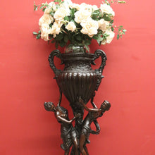 Load image into Gallery viewer, x SOLD Antique Bronze Jardinière, Heavy Double-handled Urn. Maiden Vase, Planter Stand. B11285