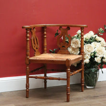 Load image into Gallery viewer, x SOLD Antique French Corner Chair Oak and Rush Seat Music Chair Bedroom Chair Armchair B10748