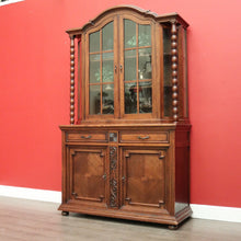 Load image into Gallery viewer, x SOLD Antique French Oak China Cabinet, 2 Height Bookcase with Turned Columns Buffet. B10214