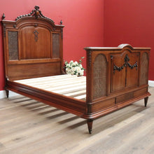Load image into Gallery viewer, x SOLD Antique French Walnut and Cane Insert Double Bed. Antique French Bed with Slats B10844`