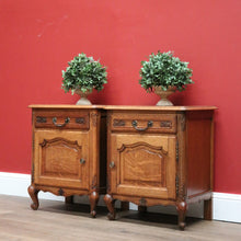 Load image into Gallery viewer, x SOLD Pair of Vintage French Lamp Tables or Bedside Tables Drawer and Cupboard Storage B10664