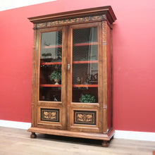 Load image into Gallery viewer, x SOLD Antique Italian Bookcase, Two Door Glass and Rosewood China Cabinet Display Case. B11280