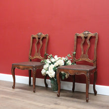 Load image into Gallery viewer, x SOLD Pair of Antique French Hall Chairs, Leather, Oak and Brass Stud Office Chairs B10429