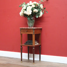 Load image into Gallery viewer, x SOLD Antique French Lamp Table, French Bedside Table. Marble, Walnut and Gilt Brass B11076