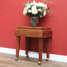 Load image into Gallery viewer, x SOLD Vintage Oak Butchers Block Table, Lamp Table, Hall, Bedside Table Parquetry Top. B11277