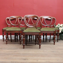 Load image into Gallery viewer, x SOLD Set of Eight Australian Cedar Dining Chairs, Kitchen Chairs with Velvet Seats. B11291