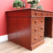 Load image into Gallery viewer, x SOLD Antique Australian Cedar and Leather Office Desk, 9 Drawer Office Study Desk B10731