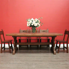 Load image into Gallery viewer, x SOLD Antique French Oak Dining Table. Oak Twin Pedestal Table Kitchen Dining Table. B10241