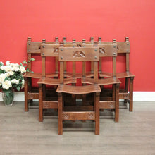 Load image into Gallery viewer, x SOLD Set of 6 Dining Chairs, 6 Antique French Oak Saddle Seat Kitchen Dining Chairs. B10242