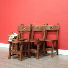 Load image into Gallery viewer, x SOLD Set of 6 Dining Chairs, 6 Antique French Oak Saddle Seat Kitchen Dining Chairs. B10242