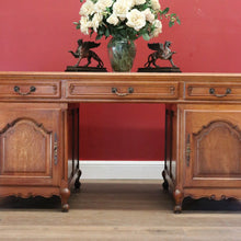 Load image into Gallery viewer, x SOLD Antique French Oak Desk, Office Desk, Free Standing Twin Pedestal Desk B10909