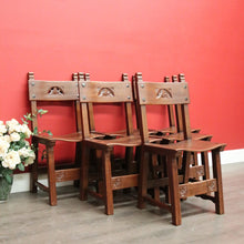 Load image into Gallery viewer, x SOLD Set of 6 Dining Chairs, 6 Antique French Oak Saddle Seat Kitchen Dining Chairs. B10242