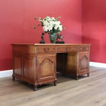Load image into Gallery viewer, x SOLD Antique French Oak Desk, Office Desk, Free Standing Twin Pedestal Desk B10909