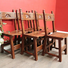 Load image into Gallery viewer, x SOLD Set of 6 Dining Chairs, 6 Antique French Oak Saddle Seat Kitchen Dining Chairs. B10242