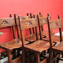 Load image into Gallery viewer, x SOLD Set of 6 Dining Chairs, 6 Antique French Oak Saddle Seat Kitchen Dining Chairs. B10242