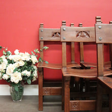 Load image into Gallery viewer, x SOLD Set of 6 Dining Chairs, 6 Antique French Oak Saddle Seat Kitchen Dining Chairs. B10242
