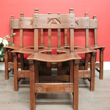 Load image into Gallery viewer, x SOLD Set of 6 Dining Chairs, 6 Antique French Oak Saddle Seat Kitchen Dining Chairs. B10242