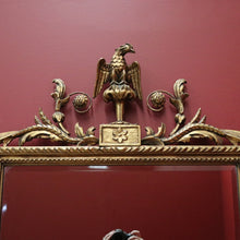 Load image into Gallery viewer, x SOLD Antique French Mirror, Gilt Timber Eagle Crested Bevelled Mirror, Floral Detail B11129
