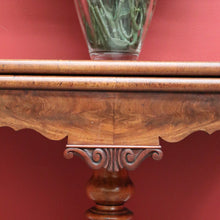 Load image into Gallery viewer, x SOLD Antique English Fold Over Card Table, Burr Walnut Leather Games Table Hall Table. B10344