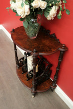Load image into Gallery viewer, x SOLD Antique Music Canterbury, English Burr Walnut Book Stand, Magazine Holder Rack. B8737