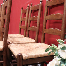 Load image into Gallery viewer, x SOLD Set of Six Antique French Dining Chairs, or Six Kitchen Chairs with Rush Seats B10945