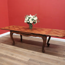 Load image into Gallery viewer, x SOLD Antique French Oak Two Leaf Dining or Kitchen Table, parquetry Table Top B11226