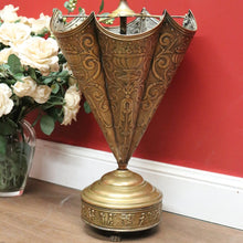 Load image into Gallery viewer, x SOLD Antique French Pressed Brass Umbrella-Shaped Umbrella Holder, Dog Head Handle. B11274