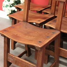 Load image into Gallery viewer, x SOLD Set of 6 Dining Chairs, 6 Antique French Oak Saddle Seat Kitchen Dining Chairs. B10242