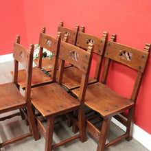 Load image into Gallery viewer, x SOLD Set of 6 Dining Chairs, 6 Antique French Oak Saddle Seat Kitchen Dining Chairs. B10242