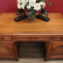 Load image into Gallery viewer, x SOLD Antique French Oak Desk, Office Desk, Free Standing Twin Pedestal Desk B10909