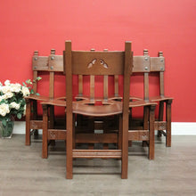 Load image into Gallery viewer, x SOLD Set of 6 Dining Chairs, 6 Antique French Oak Saddle Seat Kitchen Dining Chairs. B10242