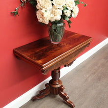 Load image into Gallery viewer, x SOLD Antique English Fold Over Card Table, Burr Walnut Leather Games Table Hall Table. B10344