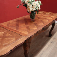 Load image into Gallery viewer, x SOLD Antique French Oak Two Leaf Dining or Kitchen Table, parquetry Table Top B11226