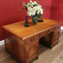 Load image into Gallery viewer, x SOLD Antique French Oak Desk, Office Desk, Free Standing Twin Pedestal Desk B10909