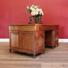Load image into Gallery viewer, x SOLD Antique French Oak Desk, Office Desk, Free Standing Twin Pedestal Desk B10909
