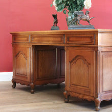 Load image into Gallery viewer, x SOLD Antique French Oak Desk, Office Desk, Free Standing Twin Pedestal Desk B10909
