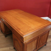 Load image into Gallery viewer, x SOLD Antique French Oak Desk, Office Desk, Free Standing Twin Pedestal Desk B10909