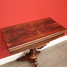 Load image into Gallery viewer, x SOLD Antique English Fold Over Card Table, Burr Walnut Leather Games Table Hall Table. B10344