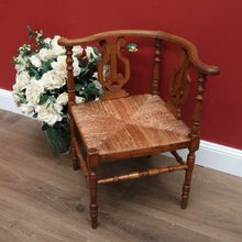Load image into Gallery viewer, x SOLD Antique French Corner Chair Oak and Rush Seat Music Chair Bedroom Chair Armchair B10749