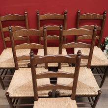 Load image into Gallery viewer, x SOLD Set of Six Antique French Dining Chairs, or Six Kitchen Chairs with Rush Seats B10945
